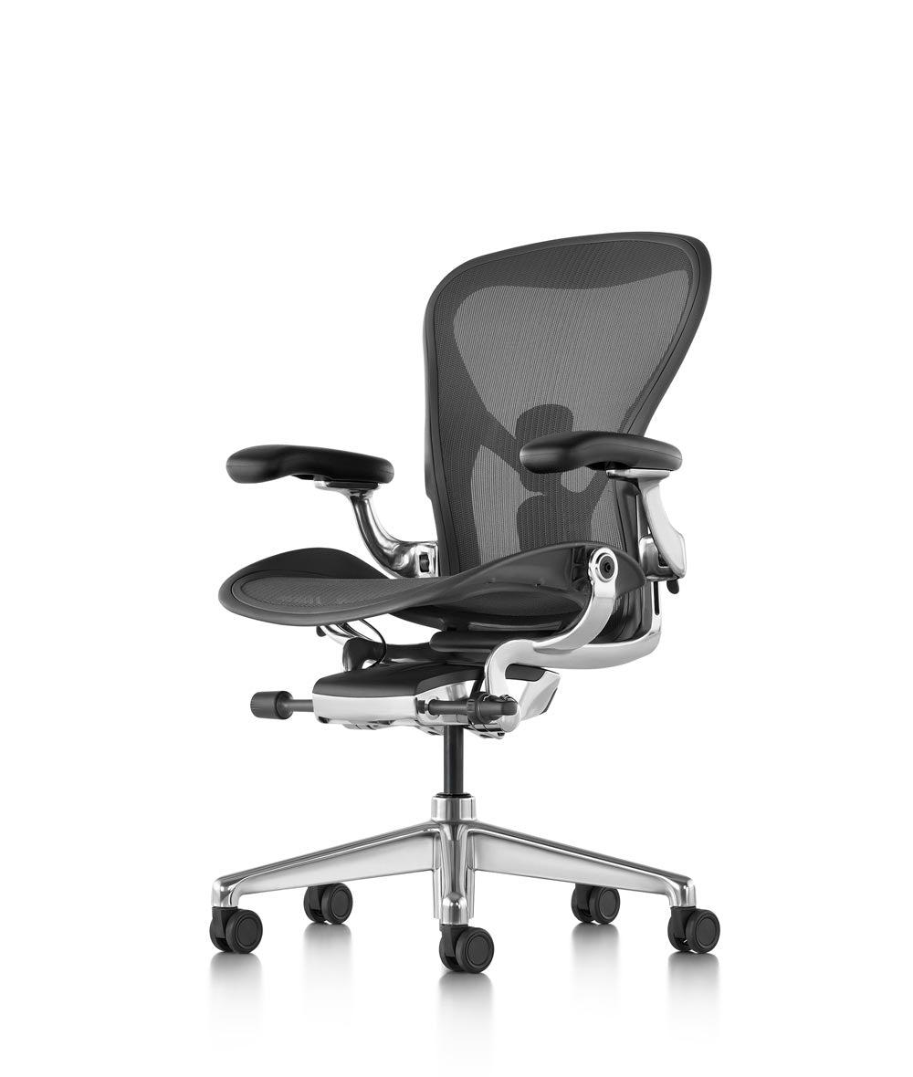 Herman Miller Aeron in Graphite with polished aluminum